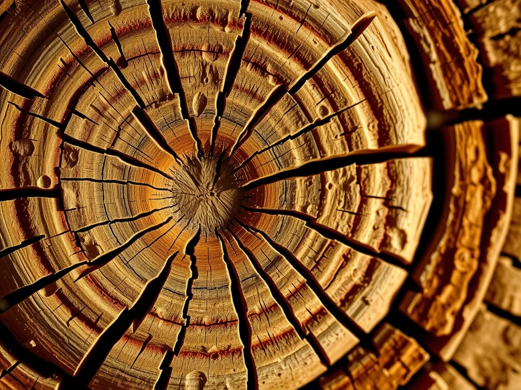 Coupe transversale de chêne montrant les cernes d'âge